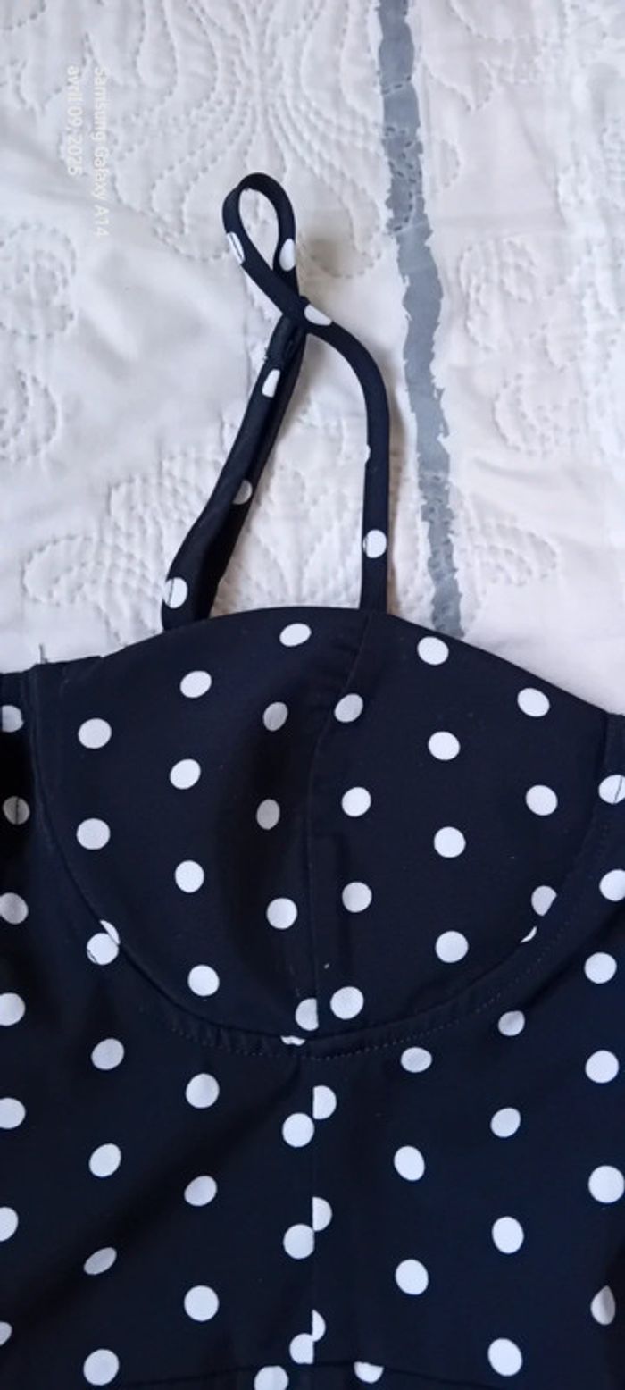 Robe longue fluide fines bretelles à pois avec fente noir femme M shein - photo numéro 13