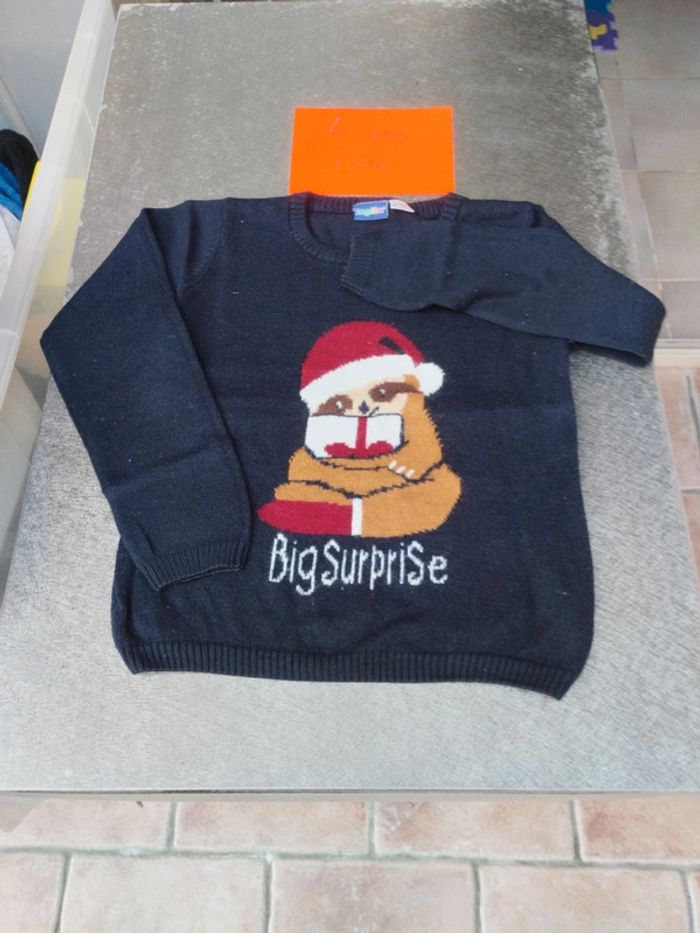 Pull de Noël 4-6 ans Lupilu bleu marine
