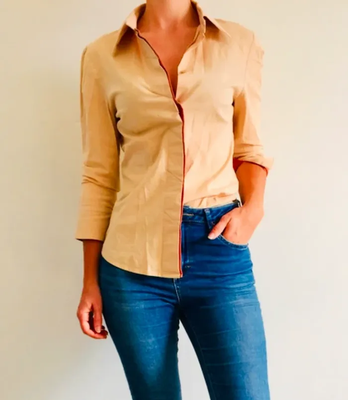 Chemise beige orangée vintage - photo numéro 4