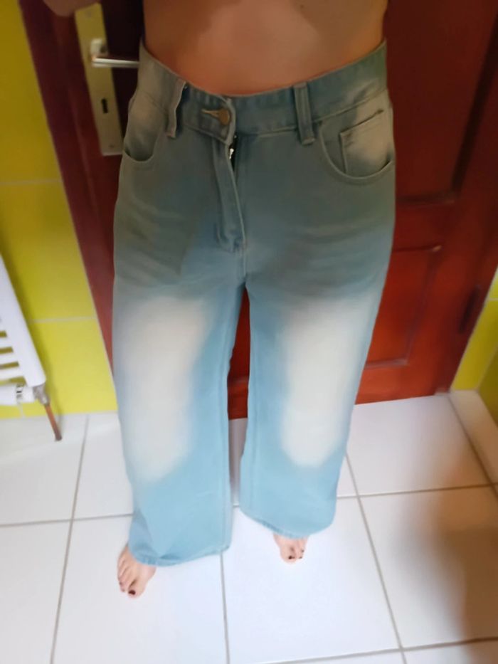 Simili Jeans femme bleu clair jambes larges Dazy
