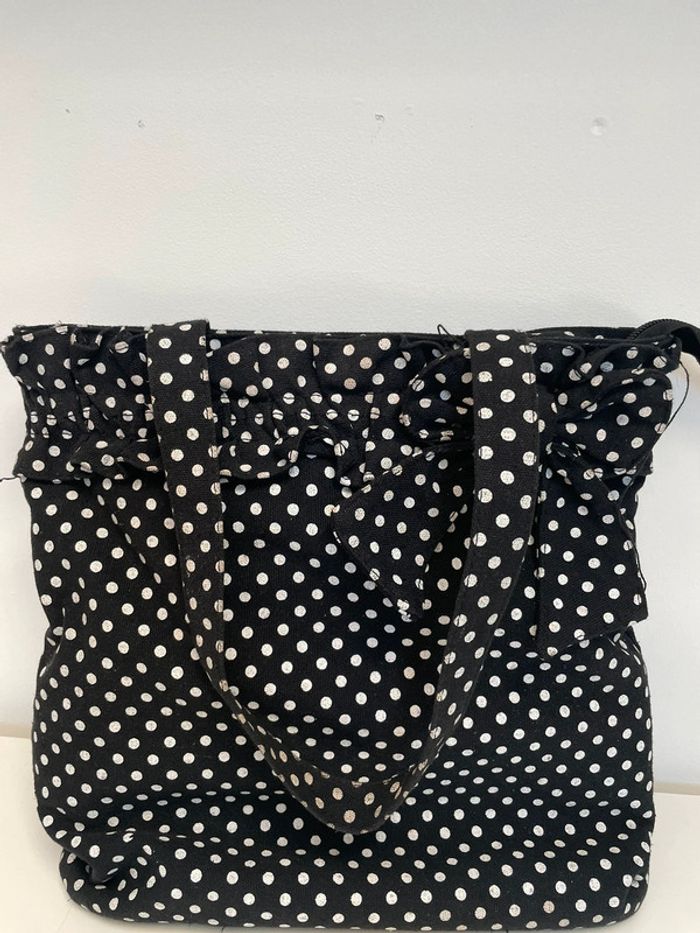 Sac à main fille noir à pois blanc - photo numéro 2