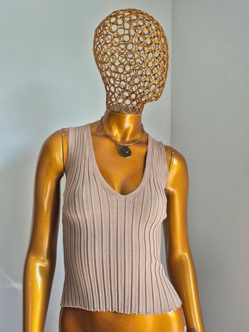 Top Court Col V Camel Femme Taille M/L