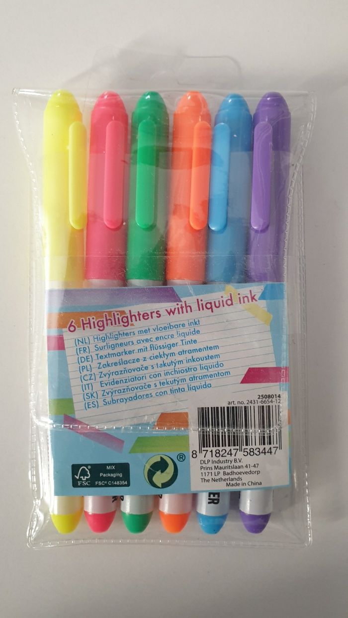 Neuf fournitures scolaires lot 6 surligneurs fluorescents