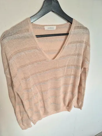 Pull fin beige brillant cache cache 38