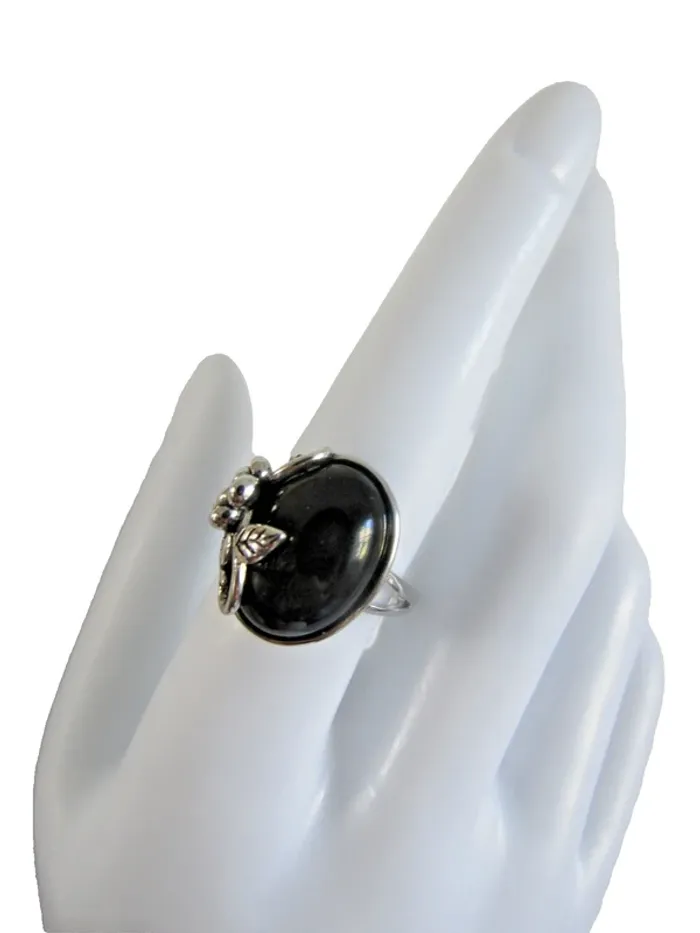 bague en argent 925 + jade synthétique taille 7 = France 54.4 = 17.3 mm - photo numéro 3