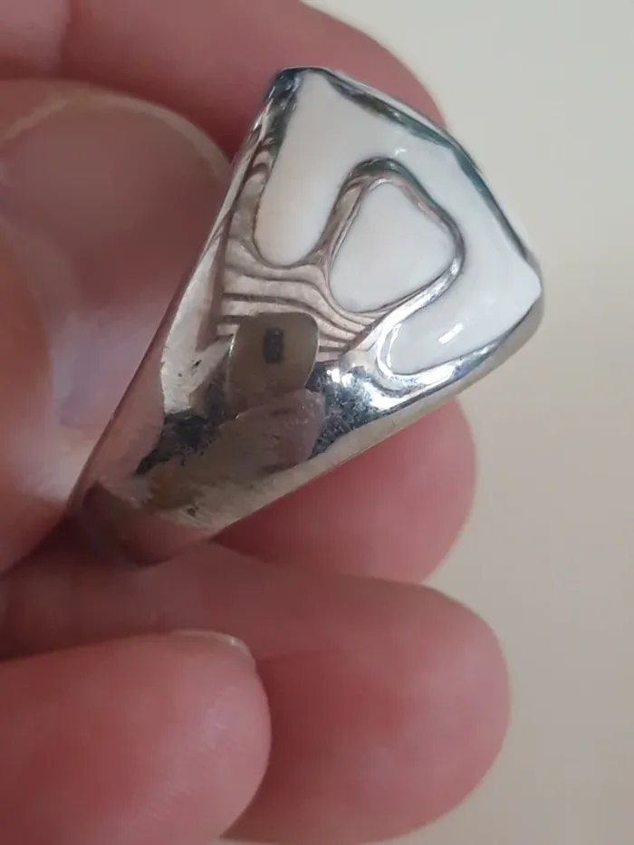 Bague fantaisie argentée et blanche taille 60 - photo numéro 4