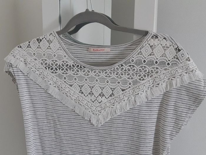 Tee-shirt mi brodé - mi rayé t. S - photo numéro 2