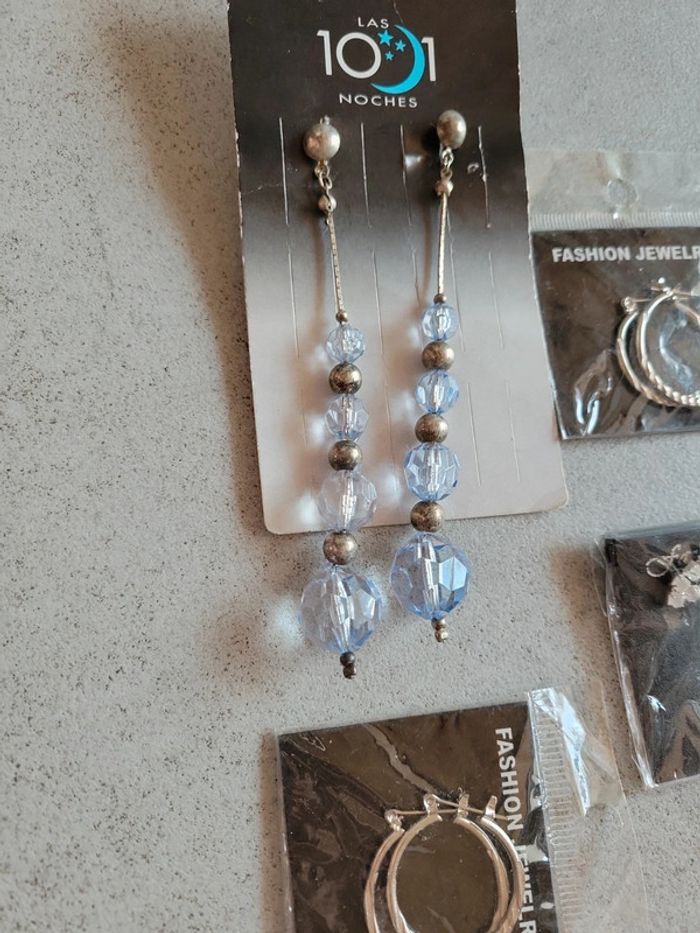 Lot boucles d'oreilles perle pendentif créole strass - photo numéro 2