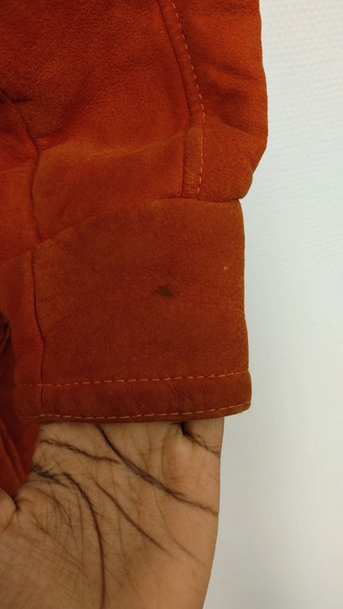 Beau manteau vintage orange foncé peau de mouton retourné shearling montone sheepskin - photo numéro 5