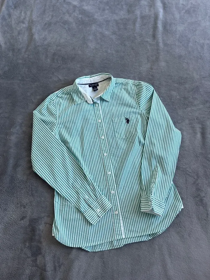 Chemise Polo Ralph Lauren Rayée Vert & Blanc – Taille S
