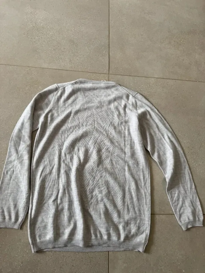 Haut manches longues gris Fay en laine vierge, taille L, neuf avec étiquette, - photo numéro 5