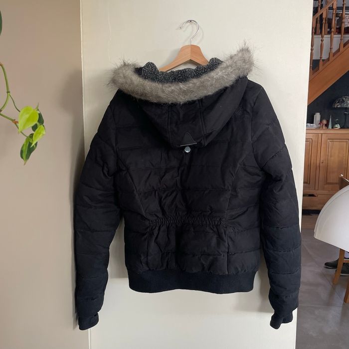 Doudoune noire Superdry femme Toggle Puffer capuche fausse fourrure M doublure sherpa V064 - photo numéro 7