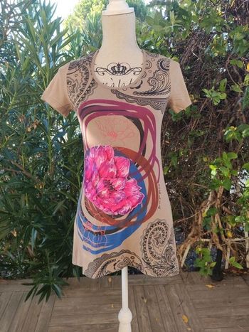 Tee shirt long beige et imprimé zelia taille 36