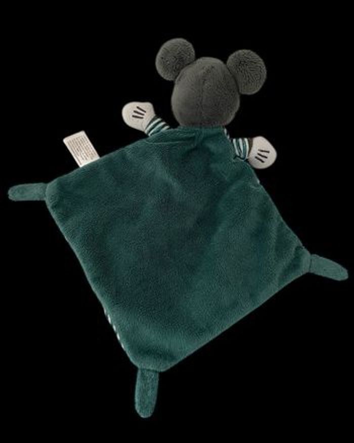 B6216❤️Doudou plat Mickey vert rayé Disney baby nicotoy - photo numéro 2