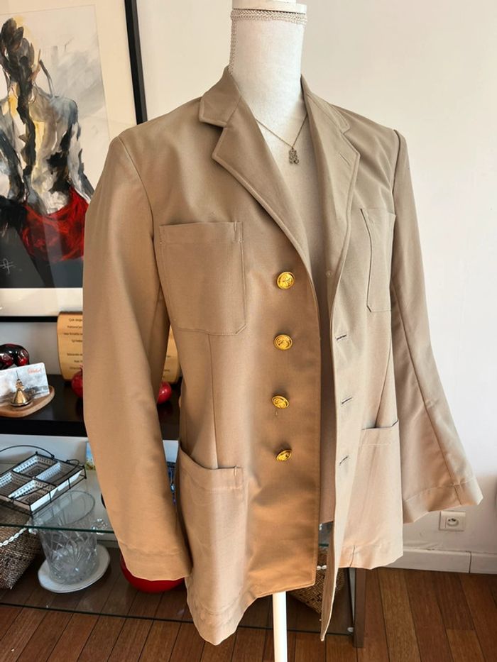 Blazer long beige style officier marin fait main 40/42