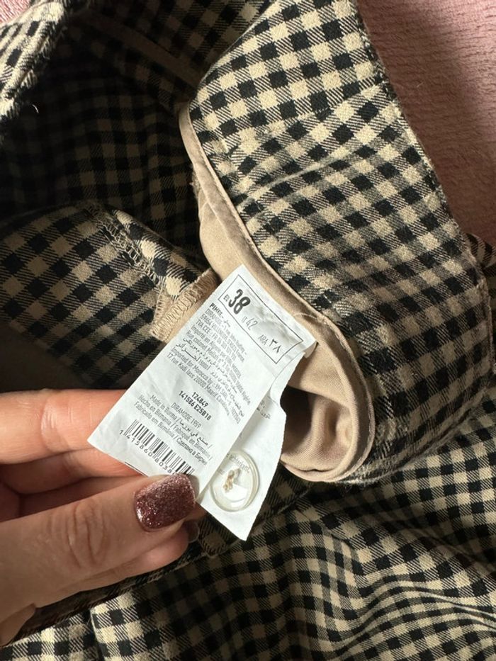 Short à carreaux taille haute marron et noir - photo numéro 5