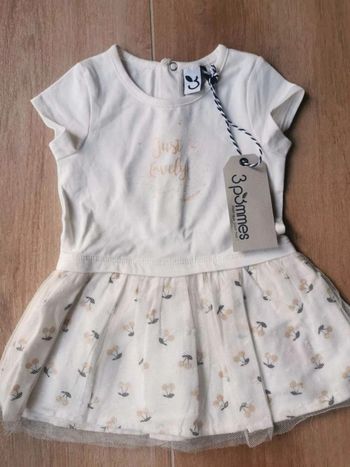 Jolie robe à MC et tulle 3 Pommes 3/6 mois neuve