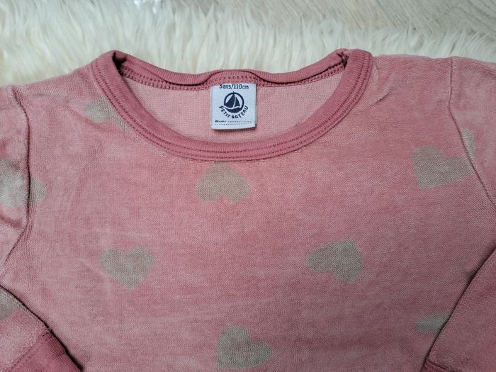 Pyjama Petit Bateau en velours motifs cœurs taille 5 ans - photo numéro 3