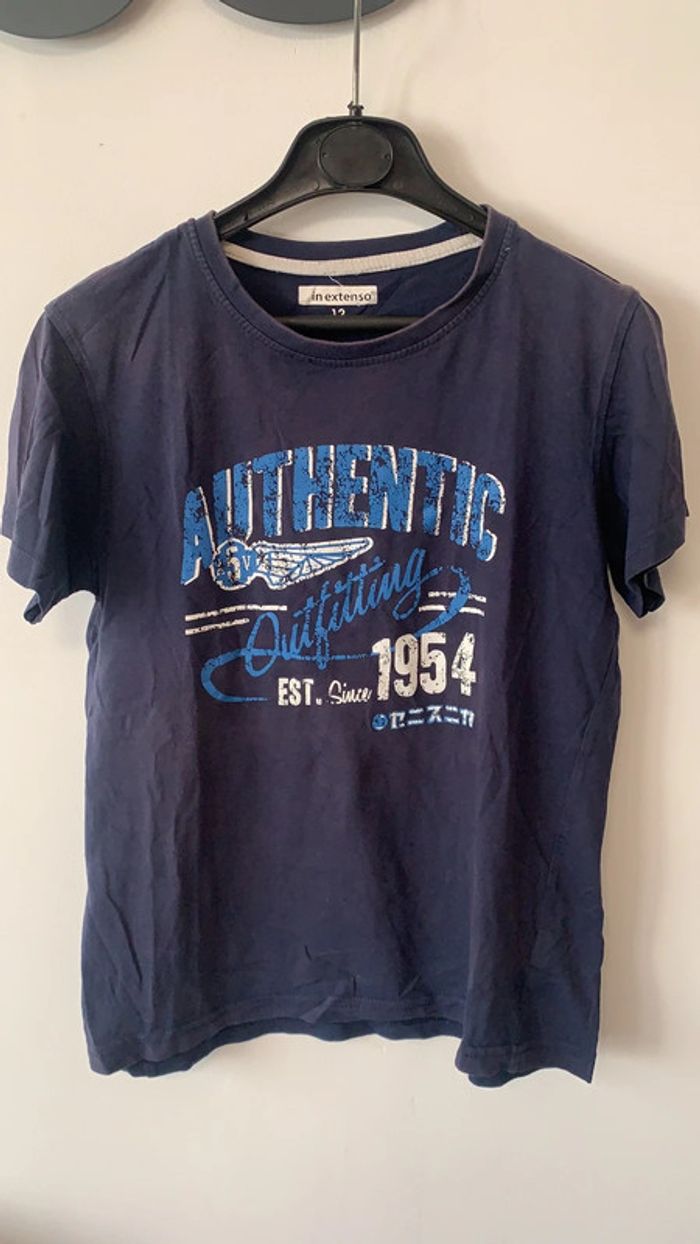 Tee shirt bleu imprimé In extenso 12 ans