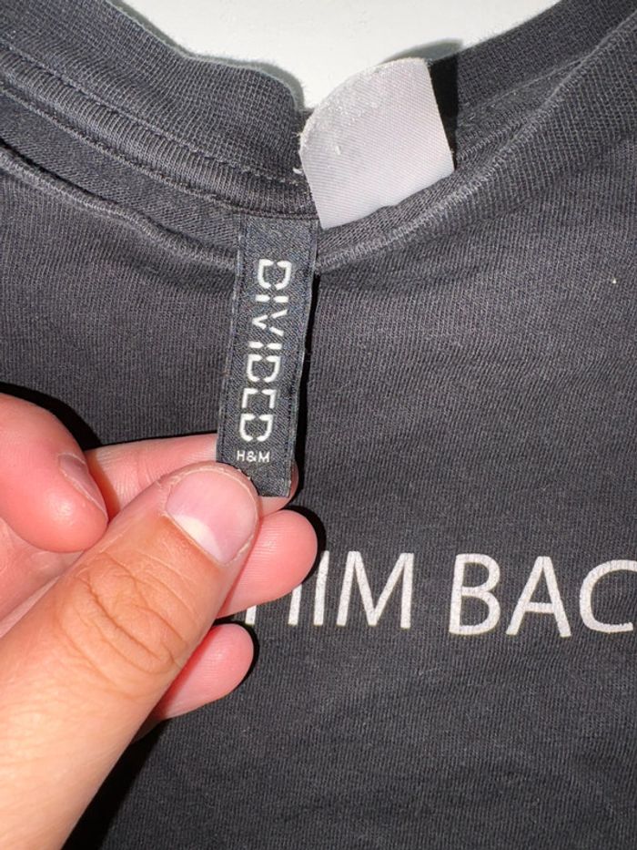 T-shirt Noir H&M Divided "don’t text him back" avec Détail Fendu - Taille M - photo numéro 2
