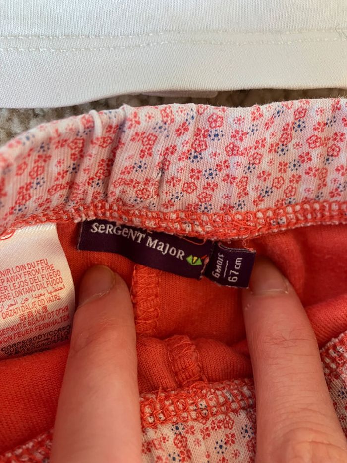 Bel ensemble assorti (t-shirt et pantalon) rose et blanc thème amour fille - 6 mois - sergent major - photo numéro 3