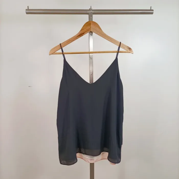 Top bicolore à fines bretelles Esmara noir blanc rose taille 42/44 A907 - photo numéro 4