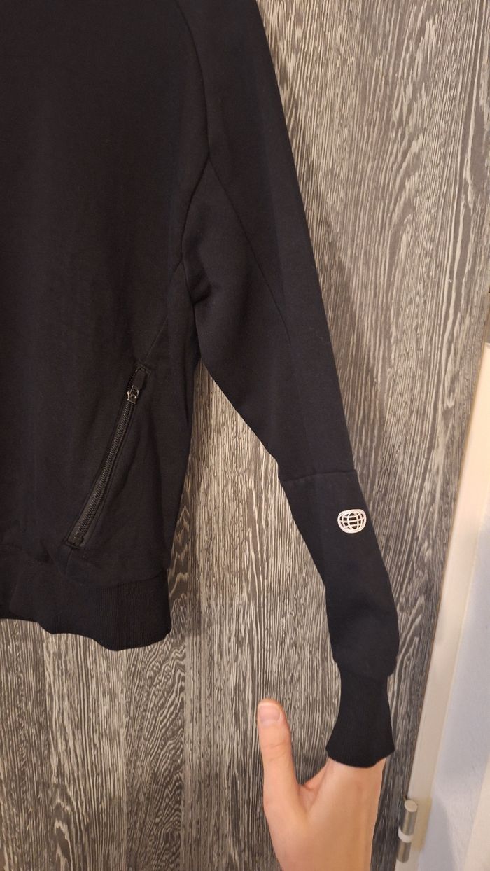 Sweat en molleton à capuche noir uni sport - photo numéro 4