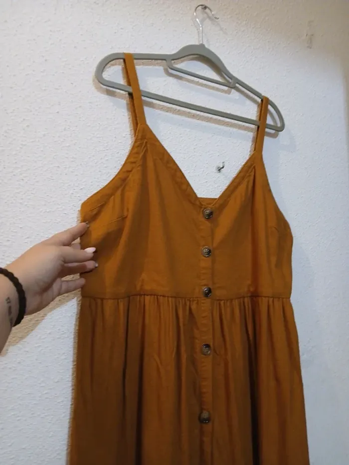 Robe mi longue  a brettelles marron " Creeks " taille 46 - photo numéro 2