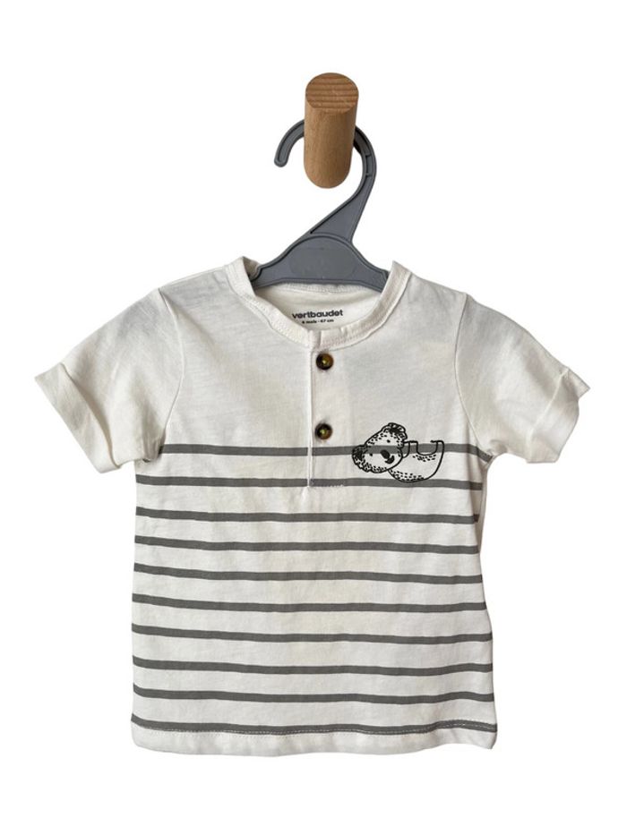 (NEUF) T-shirt à manches courtes, rayé, motif koala - Vertbaudet 6 mois (67cm) - photo numéro 2