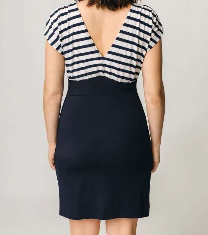 Robe marine et blanche rayée style marinière – Taille 40 - photo numéro 2