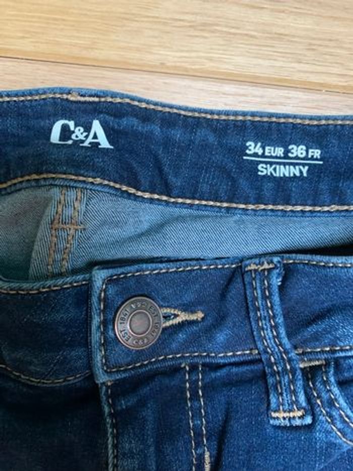 Pantalon petite taille jeans foncé skinny - photo numéro 3