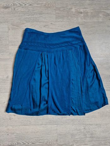 Jupe courte promod bi-matière bleu canard