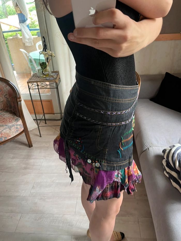 Jupe courte ethnique vintage bohème champêtre grunge - photo numéro 3
