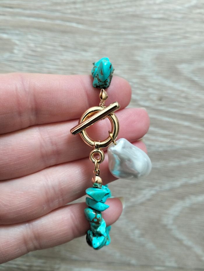 Bracelet turquoise et perle - photo numéro 2