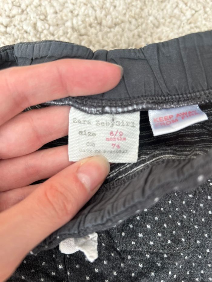 Pantalon type jogging noire à pois blanc fille - Zara - 6/9 mois - photo numéro 3