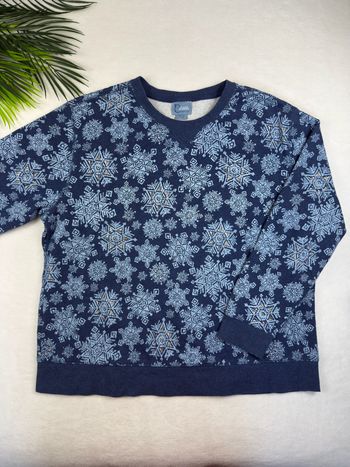 Sweat Classic Elements Taille XL femme Bleu Motif Flocons Hiver Vintage 03725