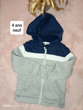 Gilet survêtement gris blanc bleu marine energetics 4 ans