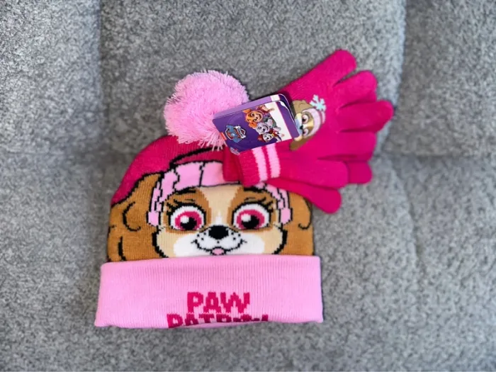 Bonnet + gant Paw Patrol rose neuf - photo numéro 2