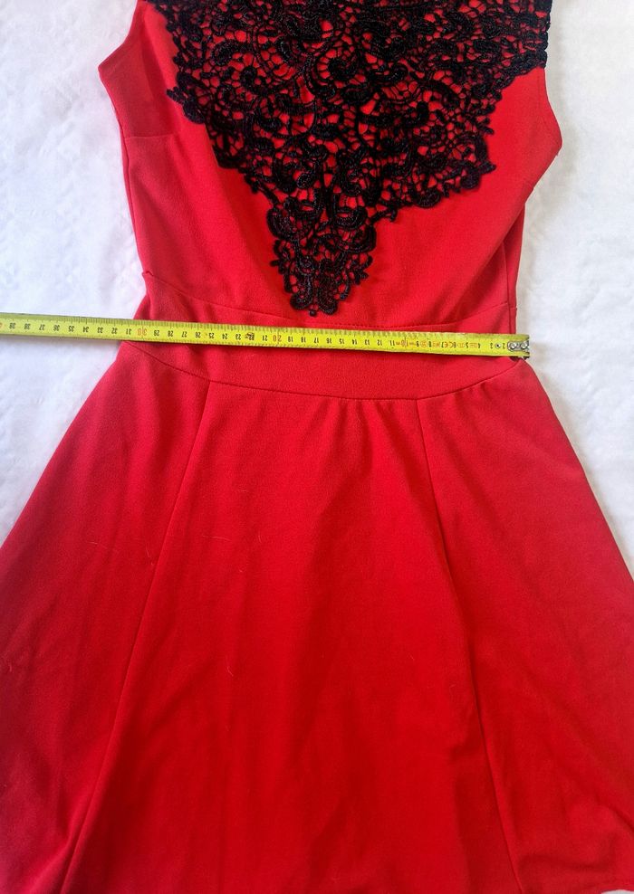 Robe femme mi longue , rouge et noire , robe de soirée , taille S - photo numéro 5