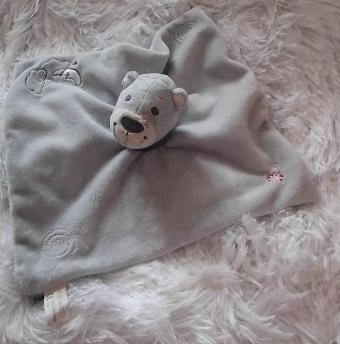 Grand doudou ours bleu - étoile, lune ,nuage- Tchibo TCM