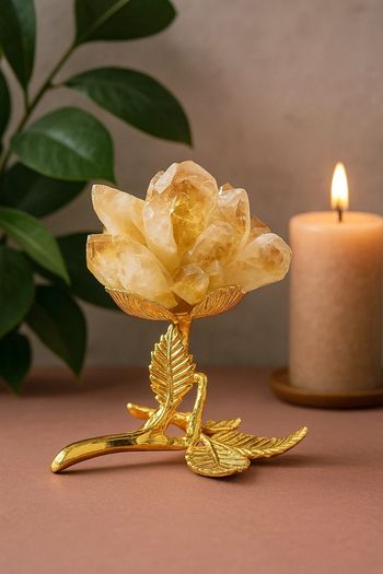 Rose Énergétique en Citrine Naturelle💫Élégance & Lumière Dorée