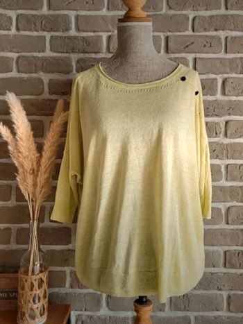 Pull léger en lin jaune vert anis La Redoute S 36