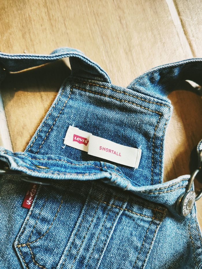 👖Levi's Strauss - Salopette en jean bleu mixte fille/garçon modèle Shortall -taille 3mois - photo numéro 7