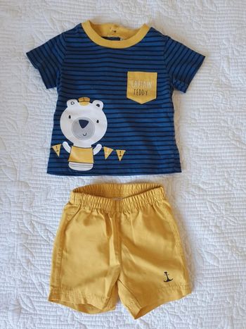 Ensemble short tee shirt bébé garçon taille 3 mois jaune bleu
