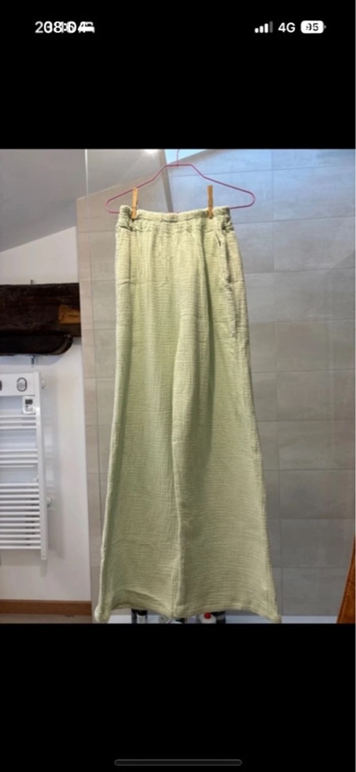Pantalon menthe gaz de coton - photo numéro 3
