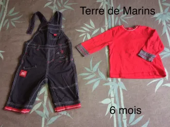 Ensemble T-shirt ML et salopette légère Terre de Marins 6 mois