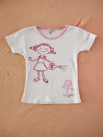 * T-shirt rayé rose et blanc T3A P'tit Béguin