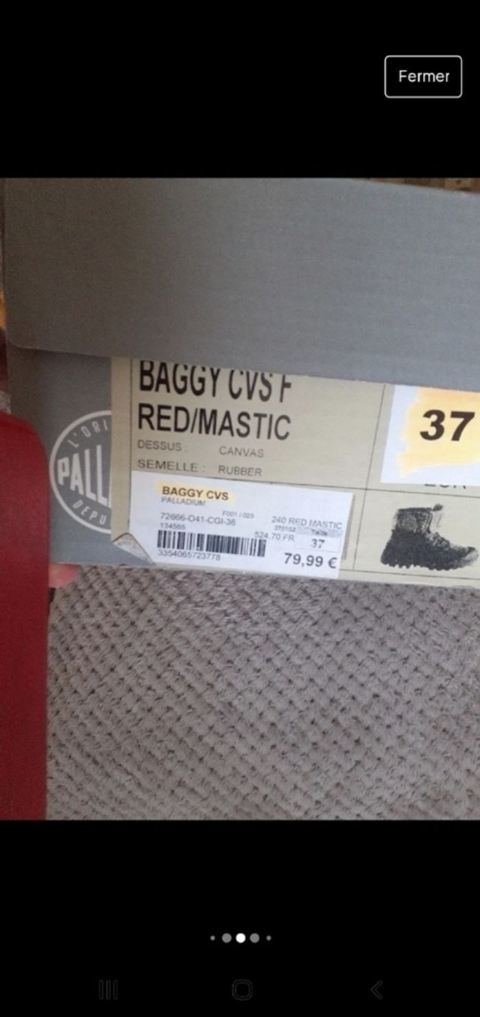 Jolies palladium baskets hautes p 37 rouge beige delaves - photo numéro 6