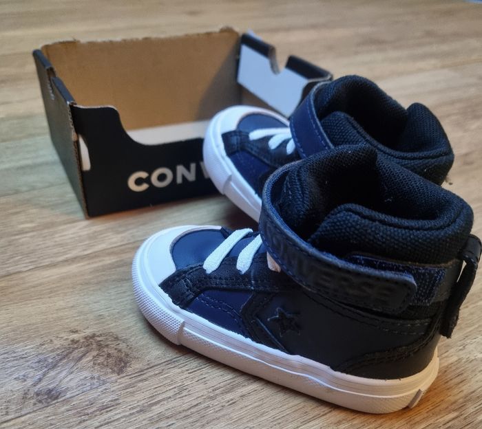 basket montante cuir converse pro blaze noir et bleu marine taille 20 - photo numéro 2