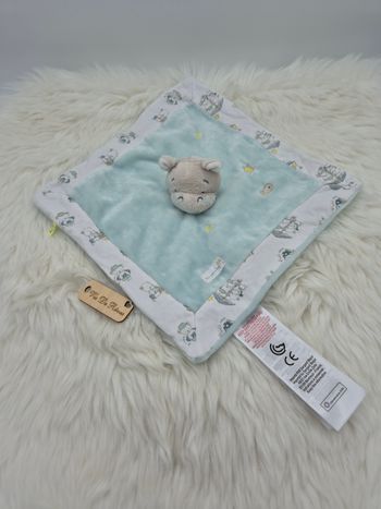 Doudou plat carré Hippopotame Sergent Major